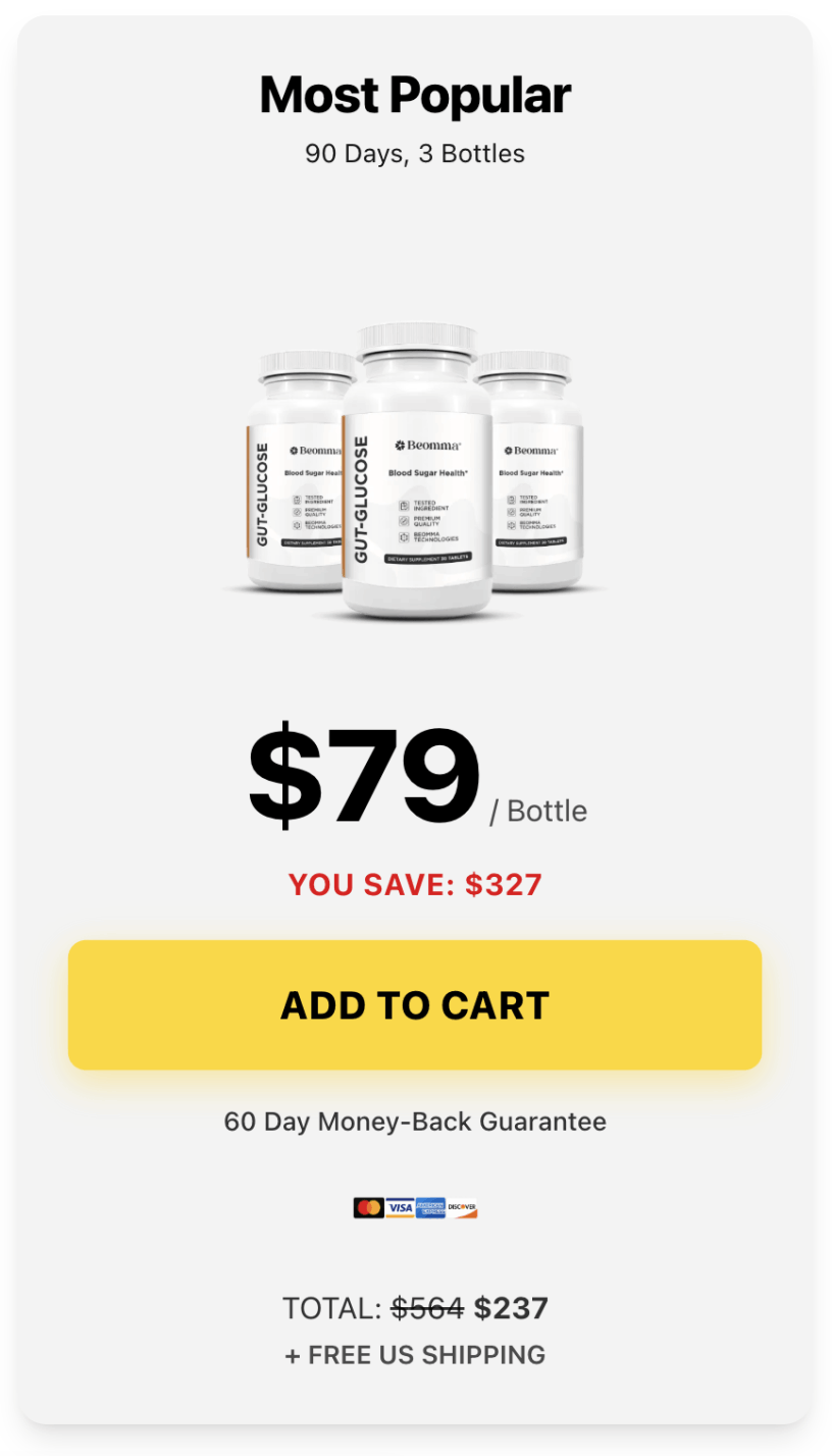 GutGlucose 3 bottle 90-day supply most popular package with discount pricing